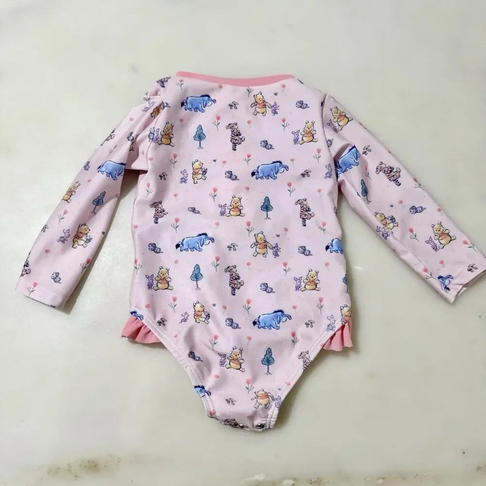 Disney Baby Baby Girls 9 Months Winnie The Pooh One Piece Rash Guard Swimsuit